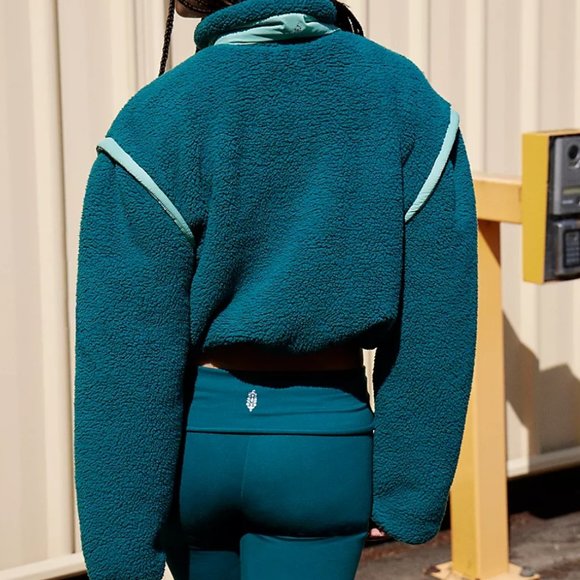 FP MOVEMENT Teal Blue Courtside Fleece Jacket NWT - Picture 4 of 5